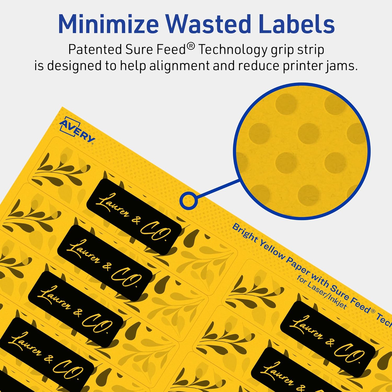Avery Printable Rectangle Labels, Sure Feed Technology, 1" x 4", Bright Yellow Labels, Laser/Inkjet Printable, 1,600 Total, Great for Mailing and Cosmetics