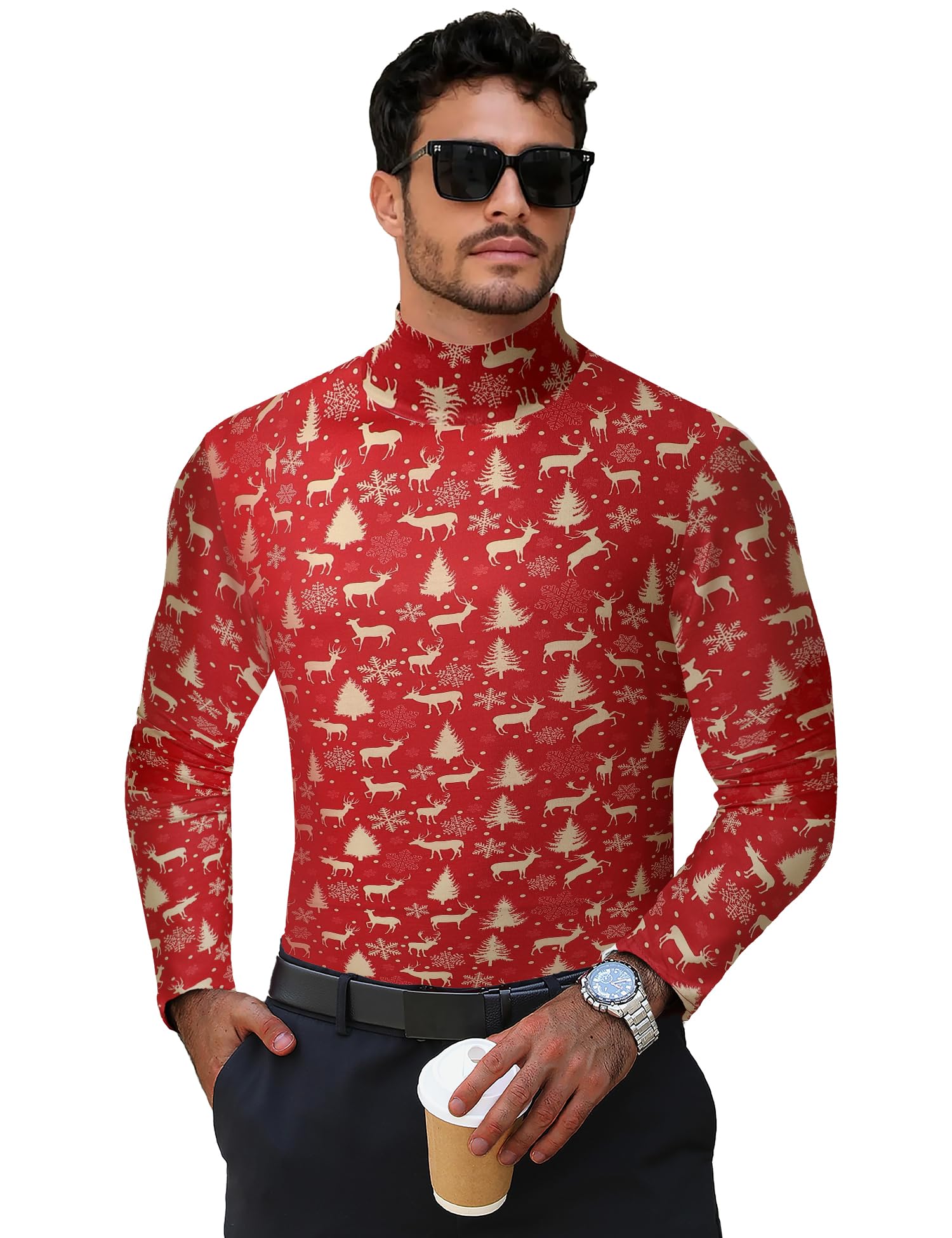 Men's Turtleneck Casual Basic High Neck Long Sleeve T Shirts Half Neck Lightweight Pullover Sweater
