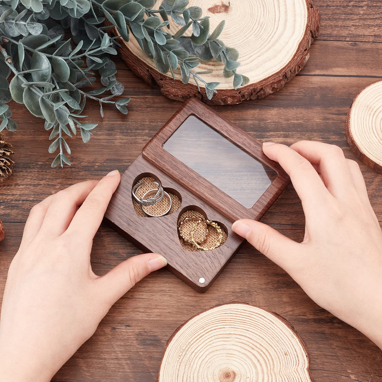 Scatoline Portanelli In Legno PandaHall - 3 Pezzi Con Velluto Nero Per Matrimoni, Fidanzamenti E Regali Speciali - Foto 11