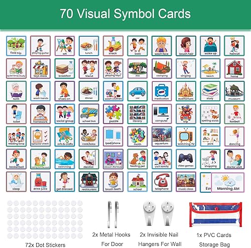 Miniatura 3 de KIKIGOAL Calendario visual para niños, 2 en 1, con 70 tarjetas, para autismo, material de aprendizaje, herramienta de comportamiento visual,