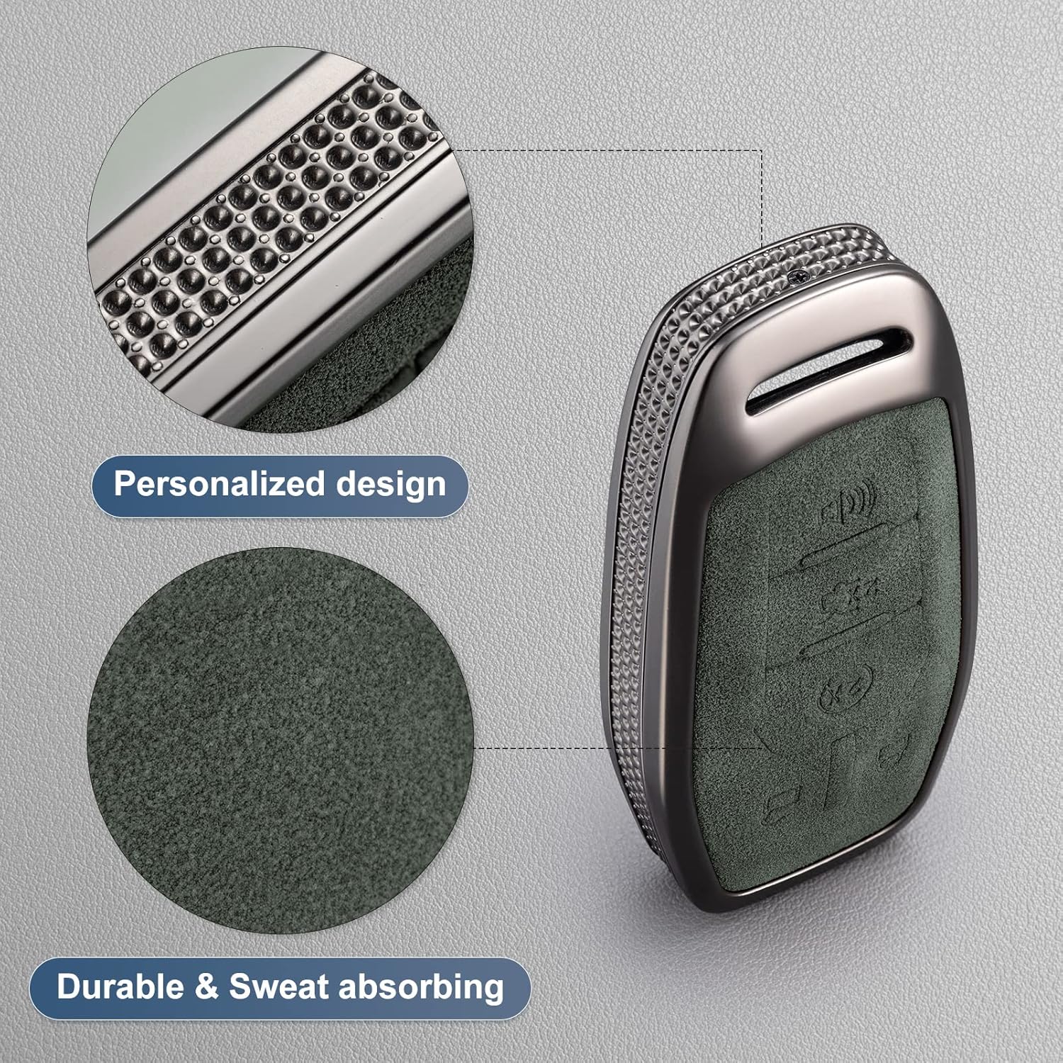 YO&YOYE Compatible with Ford Key Fob Cover with Keychain Leather Key Case Protector Fit for Ford Fusion Mustang F150 Edge Explorer Lincoln MKZ MKC MKX Smart Remote Key (Model2, Green) - Image 4