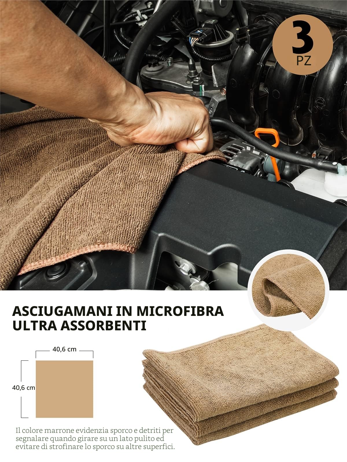 Fantasticlean 9 Pz Kit Pulizia Auto Interni, Spazzola di Crine Naturale, Pennelli Detailing, Panni in Microfibra e Spugna per Sedili, Pelle e Dettaglio Interni