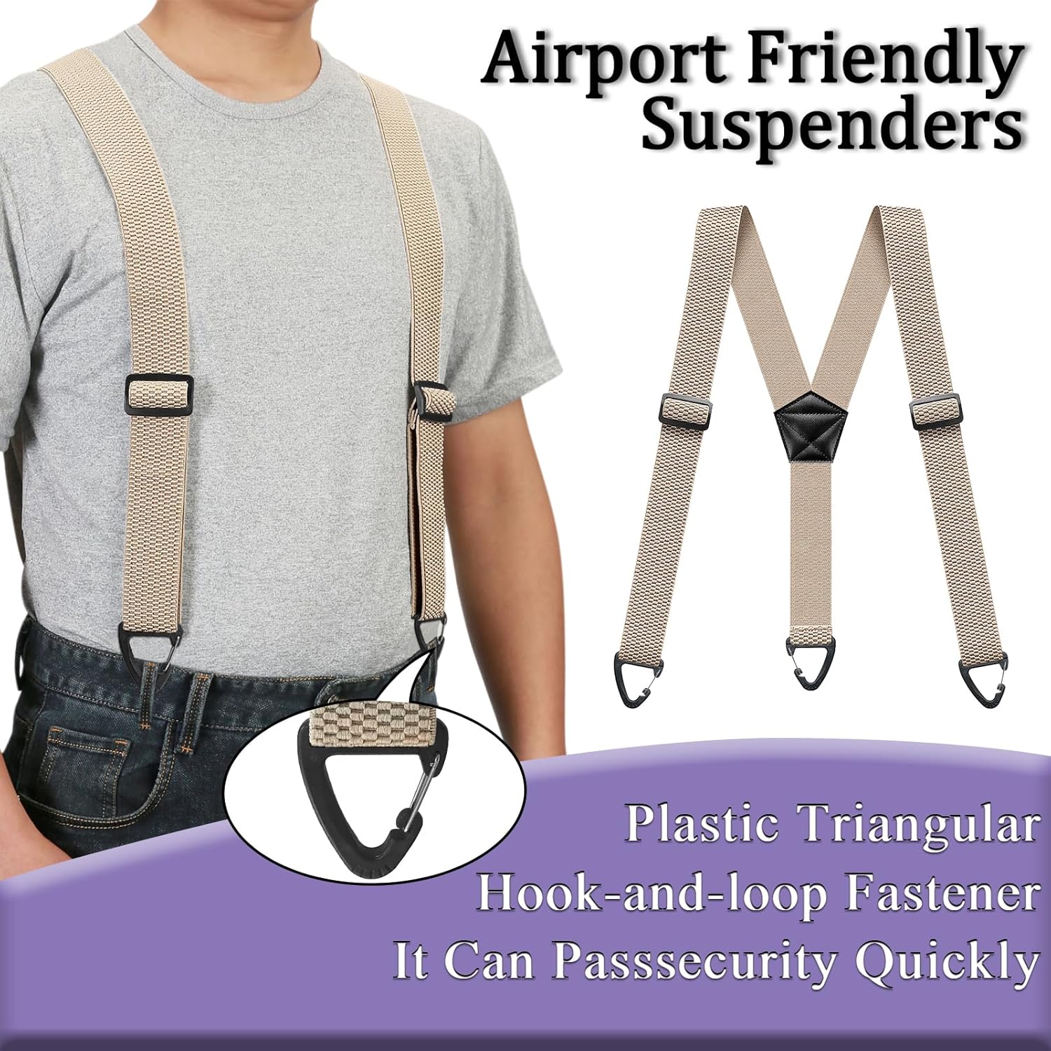 Men's Suspenders Hidden Suspenders for Men Heavy Duty Adjustable Elastic Braces Under Clothes with Loop for Jeans - Image 5