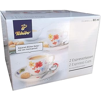 Tchibo 2 Espressotassen Mit Unterteller Aquarell Bluten Dekor Espressotasse Blumen Amazon De Kuche Haushalt
