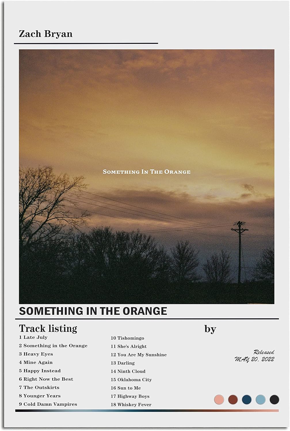 Amazon com: ETULLE Zach Bryan Poster Something In The Orange Album