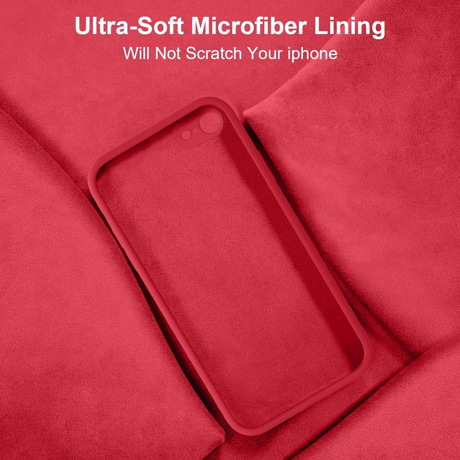 Vooii for iPhone SE Case 2022/3rd/2020,iPhone 8/7 Case, Upgraded Liquid Silicone with [Flat Edges] [Camera Protection] [Soft Anti-Scratch Microfiber Lining] Phone Case for iPhone SE - Red - Image 6