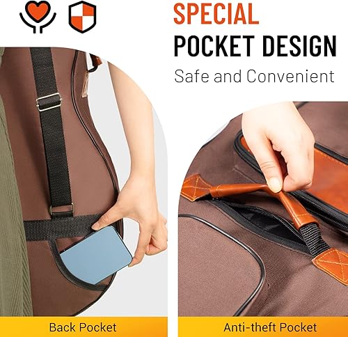 Miniatura 3 de CAHAYA Bolsa para guitarra de 40, 41, 42 pulgadas, 6 bolsillos, resistente al agua, tela Oxford de 0.5 pulgadas, esponja extra gruesa acolchada para