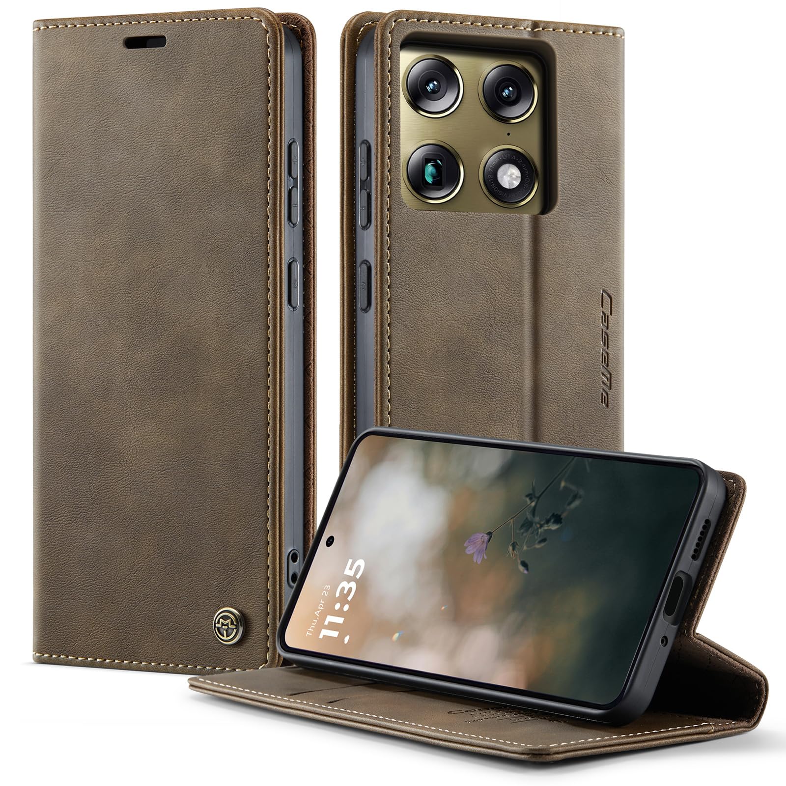 owlhold hülle für iPhone 16/17 Premium Weiches Vintage-Nubukleder klapphülle