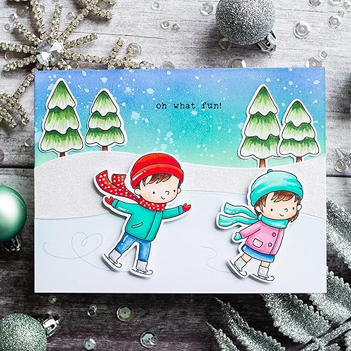 Miniatura 2 de Qoiseys Juegos de sellos y troqueles transparentes de esquí de invierno para hacer tarjetas, plantillas de corte troquelado para álbumes de