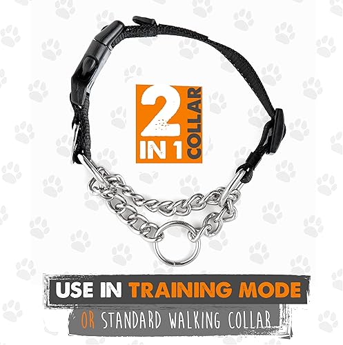 Miniatura 4 de Collar de entrenamiento Mighty Paw, collar Martingale, calidad premium, limitado, collar cincha, collar reflectante para perros, M, Negro