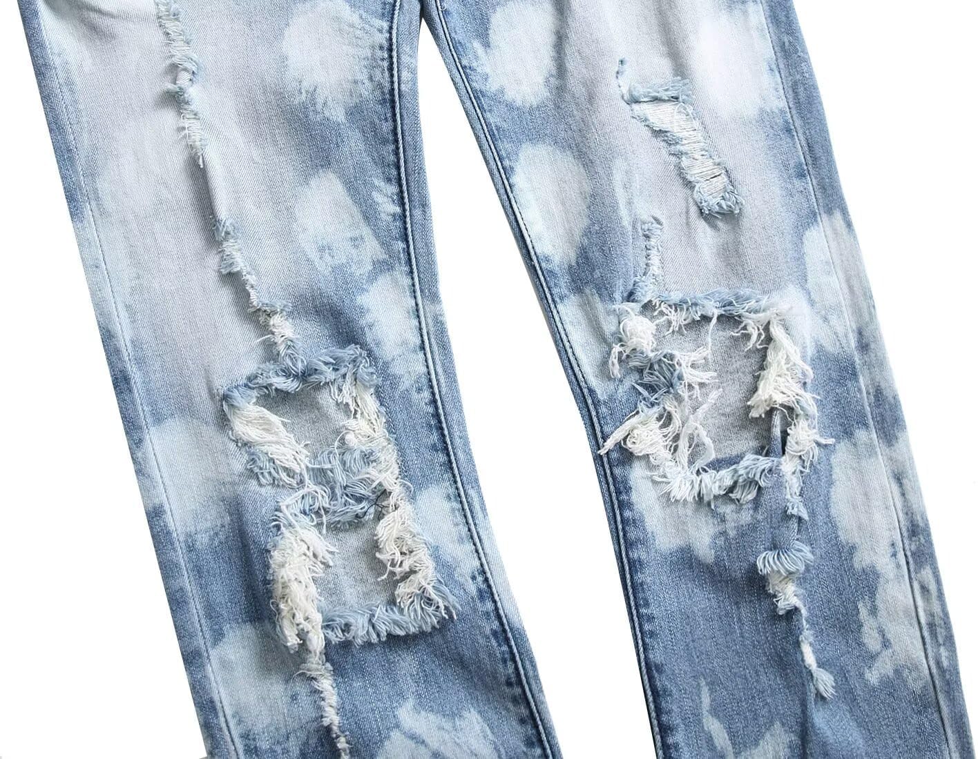 HENGAO Mens Ripped Jeans Stretch Skinny Jeans with Zipper Size 28-48 image 5