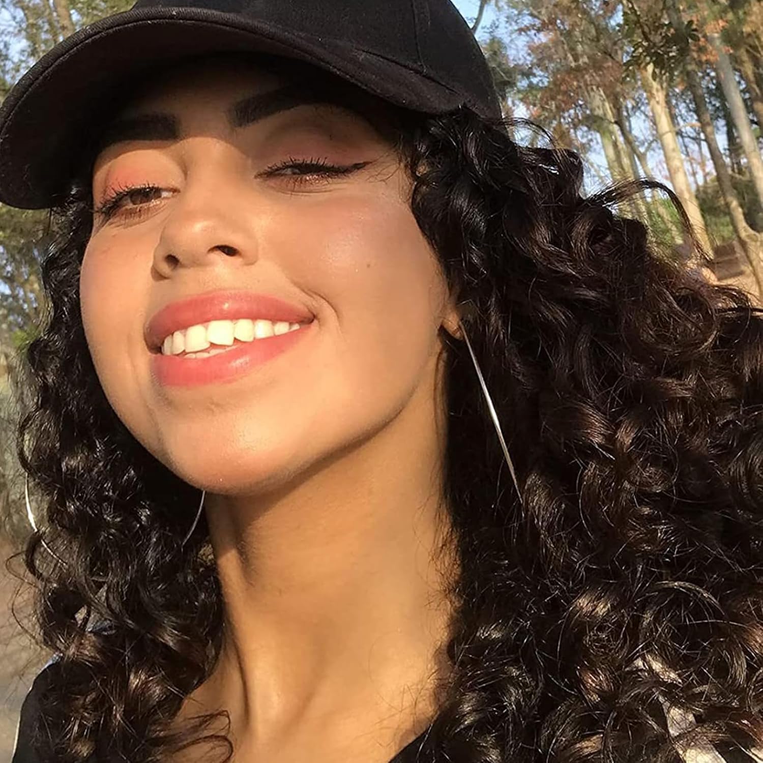 Hat With Hair Hat Wig 16 Inch Baseball Cap Wig Curly Hair Wig Adjustable Hat With Hair Attached Synthetic Wig Wavy Hair Extensions Hairpiece For Women Brown