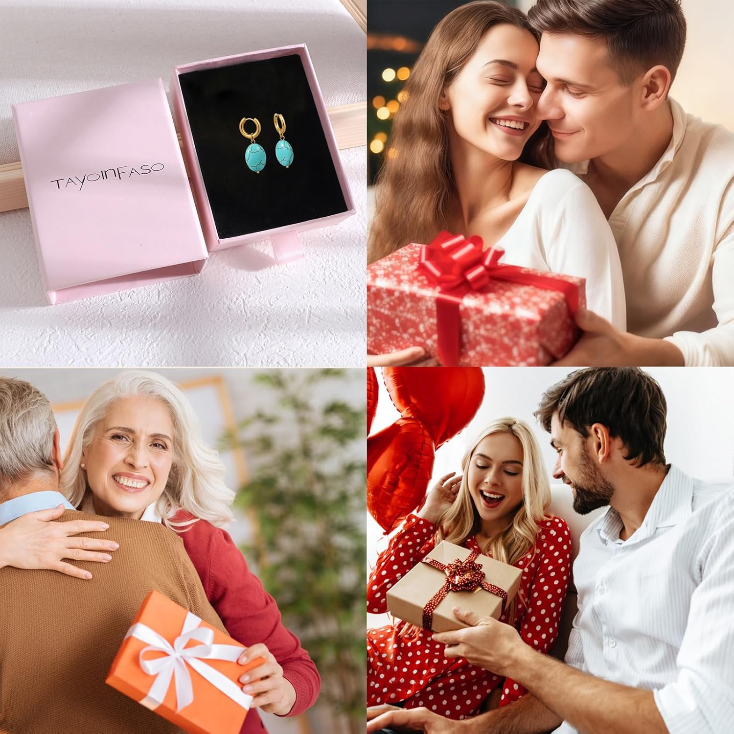 Oval Birthstone Natural Gemstone Earring for Women 18k Gold Plated Huggie Hoop Drop Jewelry Valentine's Day Birthday Gift for Wife Girlfriend Mother - Image 6