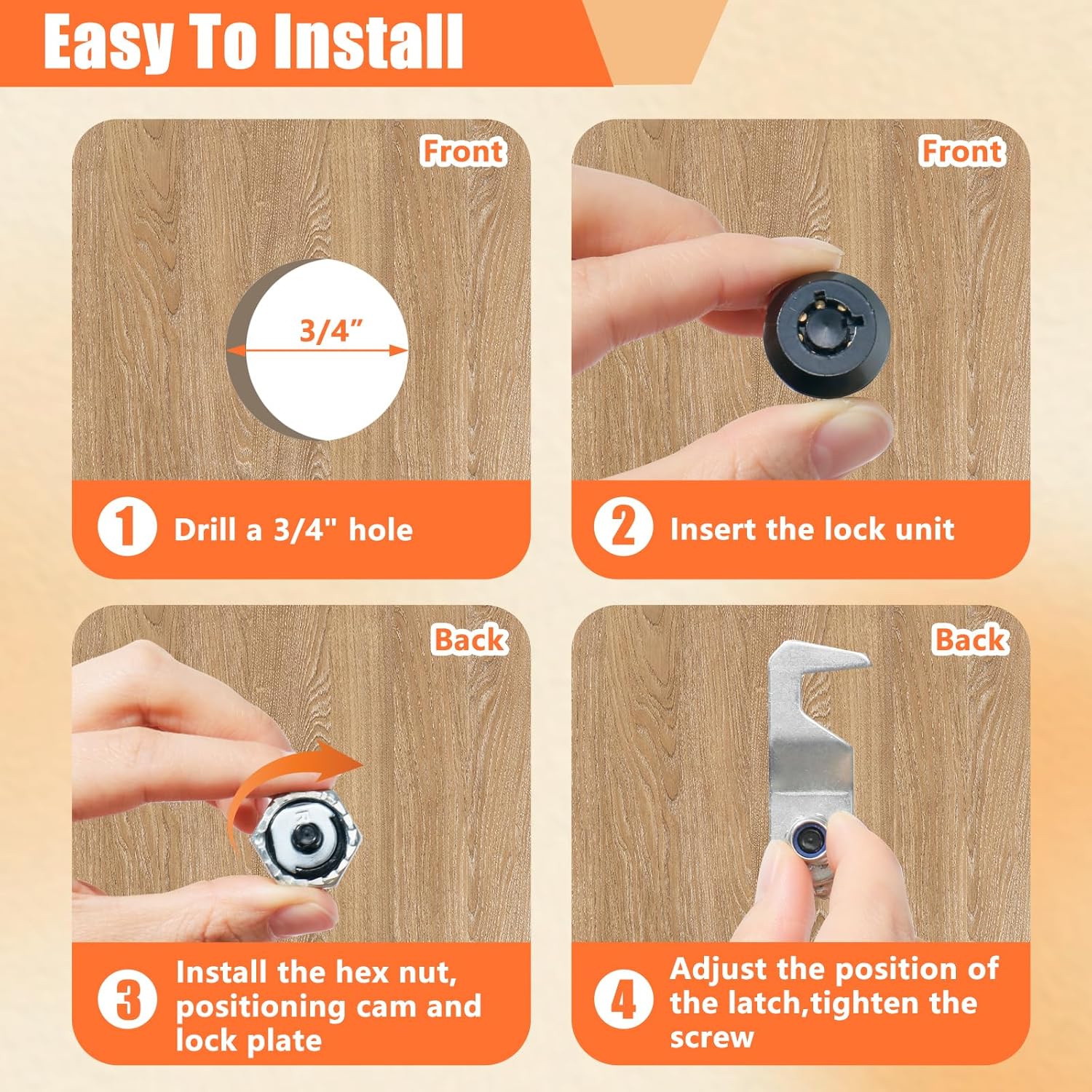 2 Pack Black Toolbox Lock with Keys, 5/8 Inch Keyed Alike Cabinet Tubular Cam Locks, Hook Cam for Harbor Freight Tool Cart, Zinc Alloy