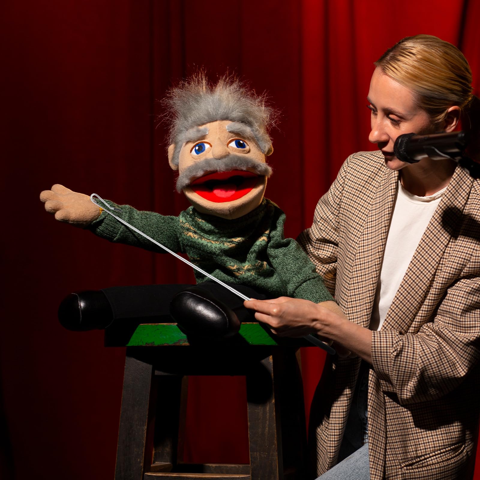 Hohopeti Handpuppen Armsteuerung Marionettengriff 4 Stück aus Kunststoff und Eisen Komfortabler Griff für Halb Körper Puppen für Professionelle Puppenspieler
