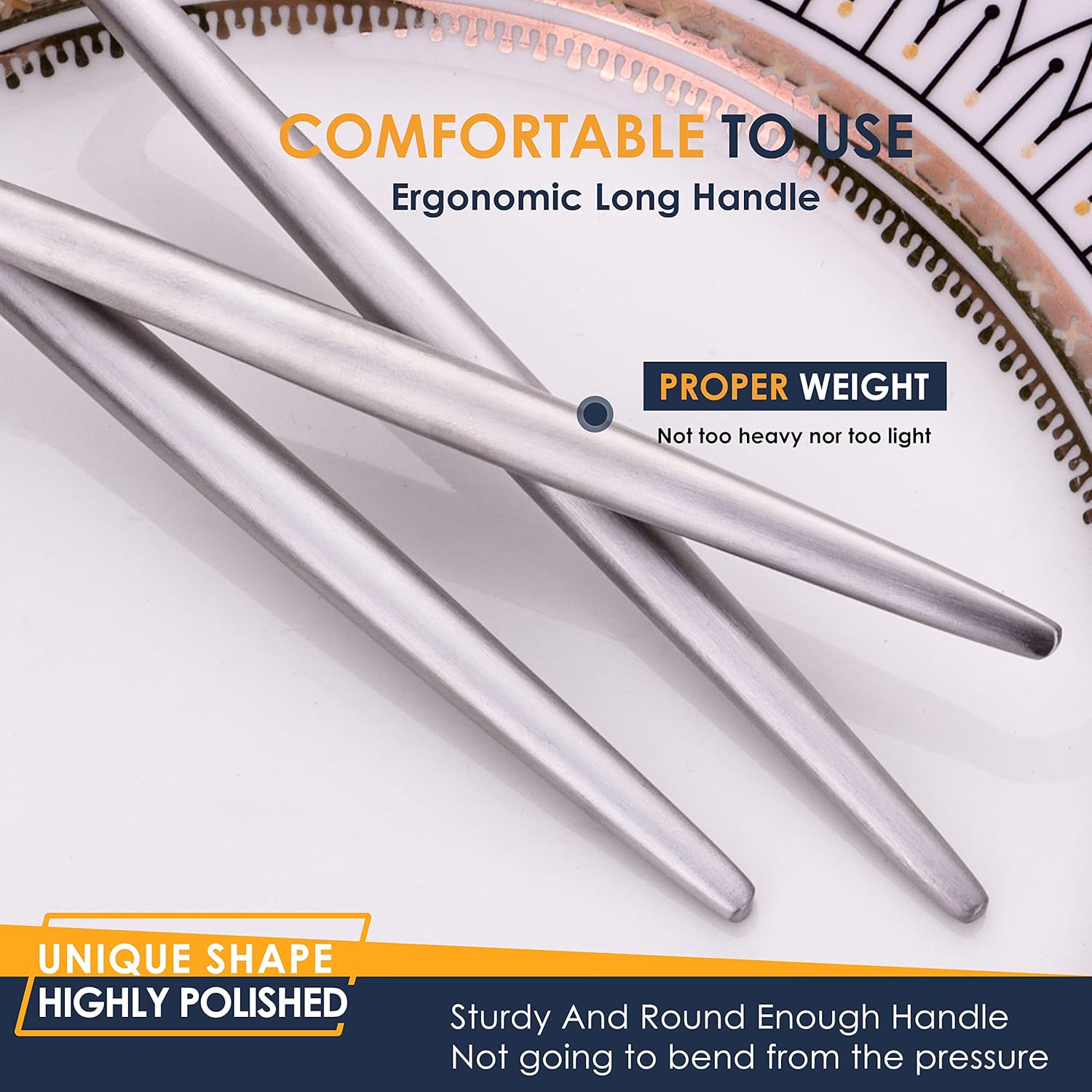 Stapava 24 Pieces Matte Silverware Set with Steak Knives, Stainless Steel Flatware Cutlery Set for 4, Kitchen Utensil Set Include Spoons Forks Knives, Satin Finished Polished, Dishwasher Safe