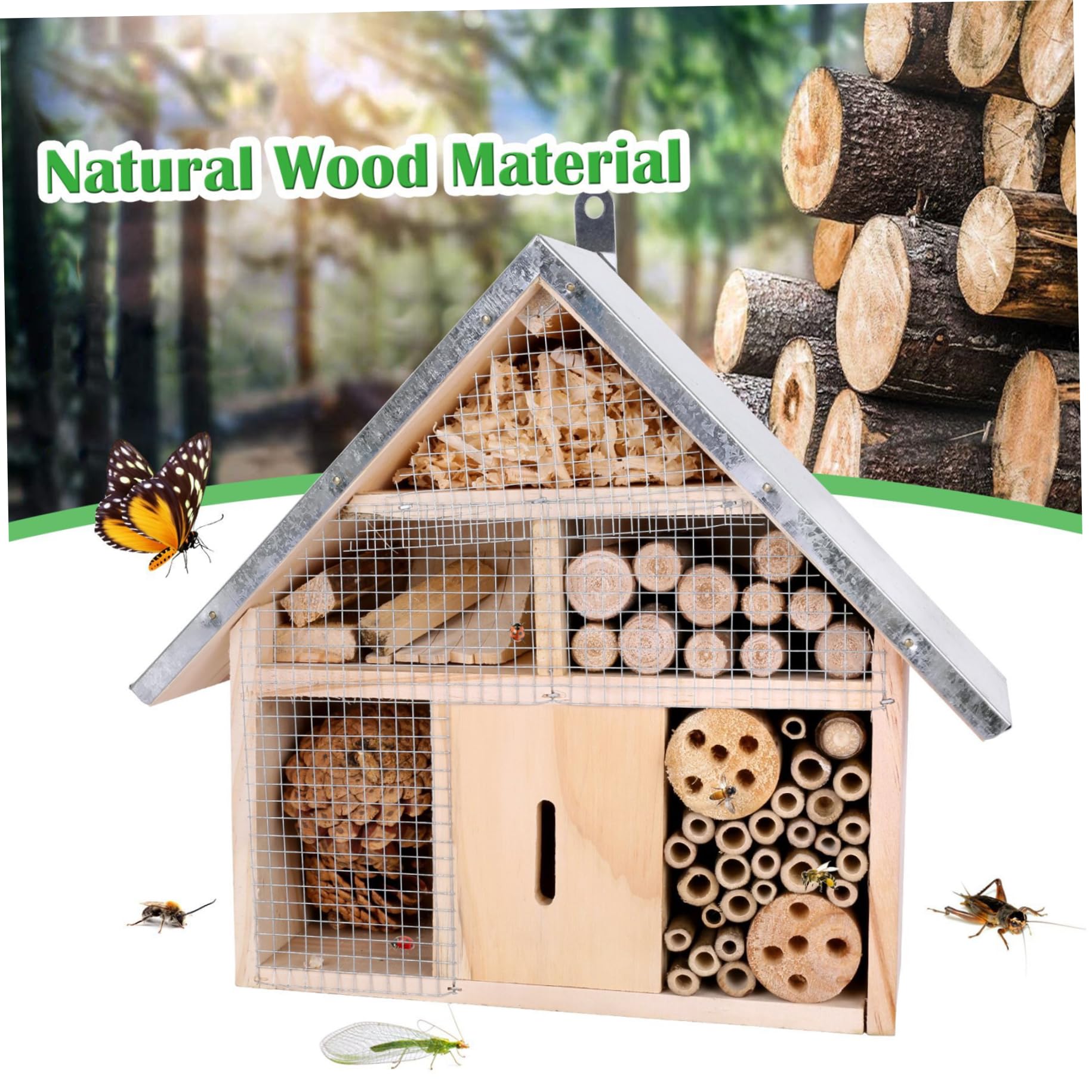 Bug Hotel, scatola per in legno resistente alle intemperie, da appendere, decorativa per, farfalle