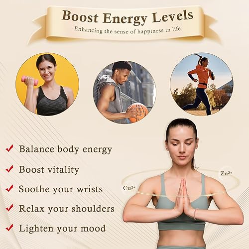 Miniatura 11 de Pulsera de cobre para mujeres y hombres, pulsera magnética de cobre con 3500 cuentas magnéticas de Gauss como regalo de Navidad, pulsera de cobre