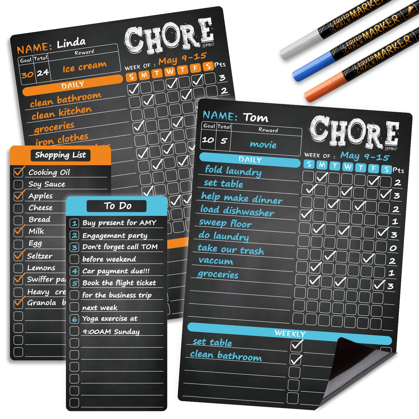 Buy Magnetic Chalkboard Reward Chore Chart for Two Kids, Behavior