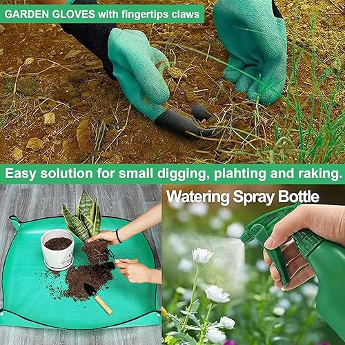 Miniatura 5 de Juego de herramientas de jardín, 11 piezas, herramientas manuales de jardinería de acero inoxidable resistente, suministros de jardín con