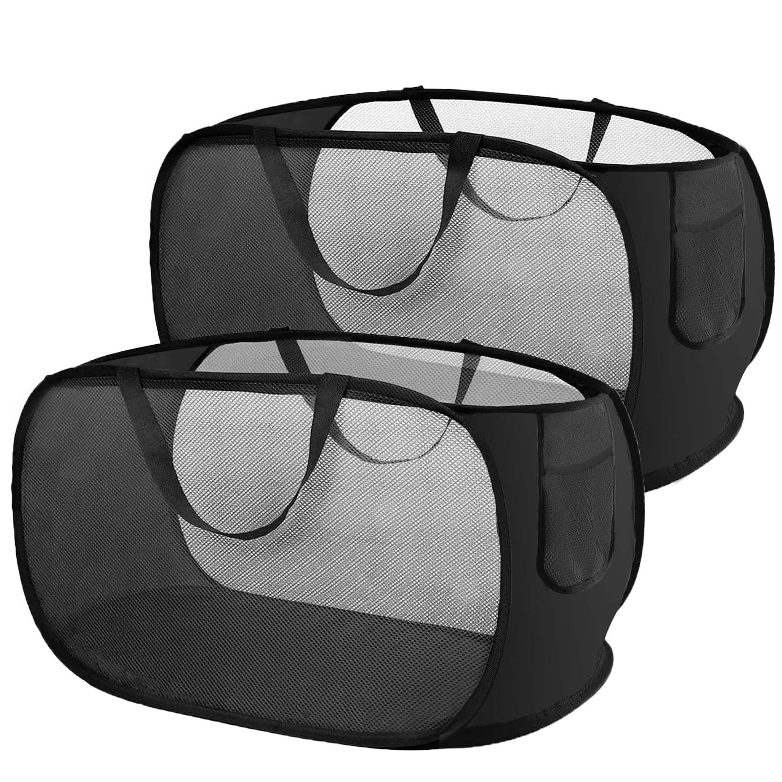 2 Piezas Cesto Ropa Plegable,75L Cesto Ropa Sucia,Cestos para la Ropa Sucia, Cesto Plegable Colada para Juguetes y Artículos Varios (Negro + Negro)