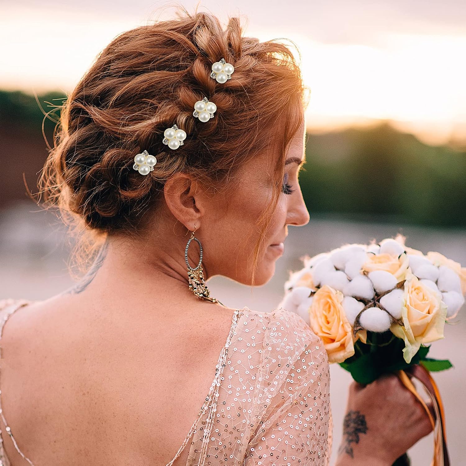 18 Pieces Bridal Hair Accessories Pearl Hair Pins Bridal Hair Pins Wedding Hair Accessories for Brides Bridesmaids Flower Grils (Gold) : Beauty & Personal Care