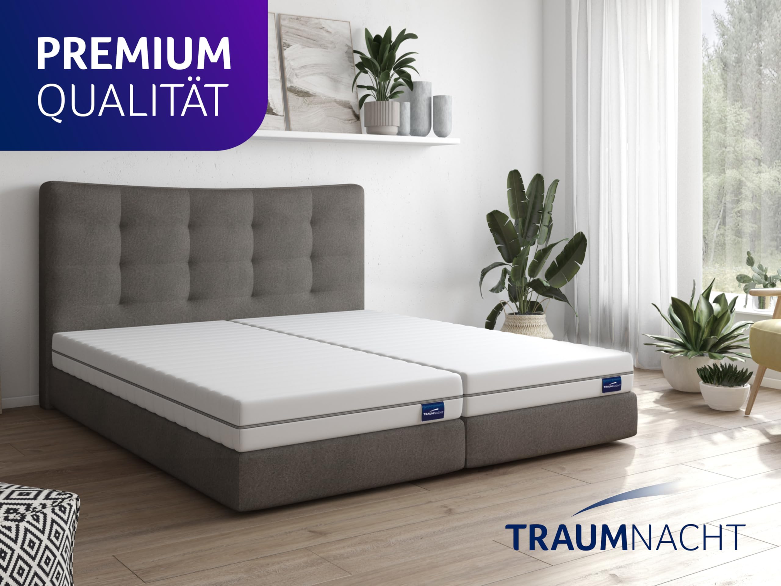 Traumnacht Basis orthopädische 7-Zonen Kaltschaummatratze für alle Schlaftypen, Härtegrad 4 (H4 - fest), 90 x 200 cm, weiß, Öko-Tex zertifiziert, produziert nach deutschem Qualitätsstandard