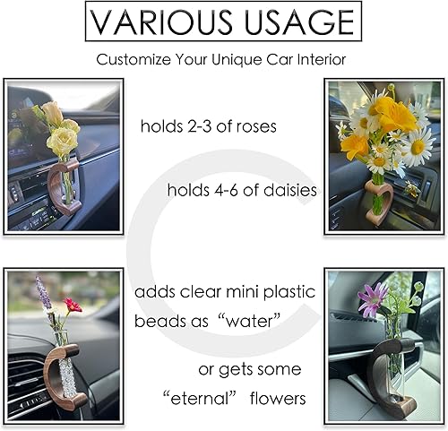 Miniatura 6 de Decoraciones para tablero de instrumentos de automóvil, clip de ventilación para florero de propagación para flores frescassecas, esquejes de