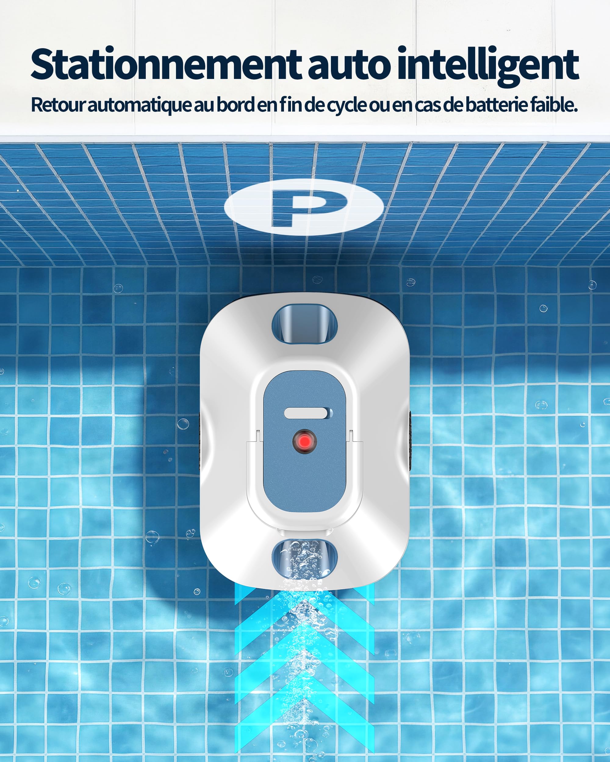 2026 Upgrade Robot Piscine,Aspirateur Robot Piscine sans Fil, Robot De Piscine sans Fil, Stationnement Automatique,Autonomie 210-Min pour piscines Hors-Sol Et enterrées, Jusqu'à 200 m²,Bleu