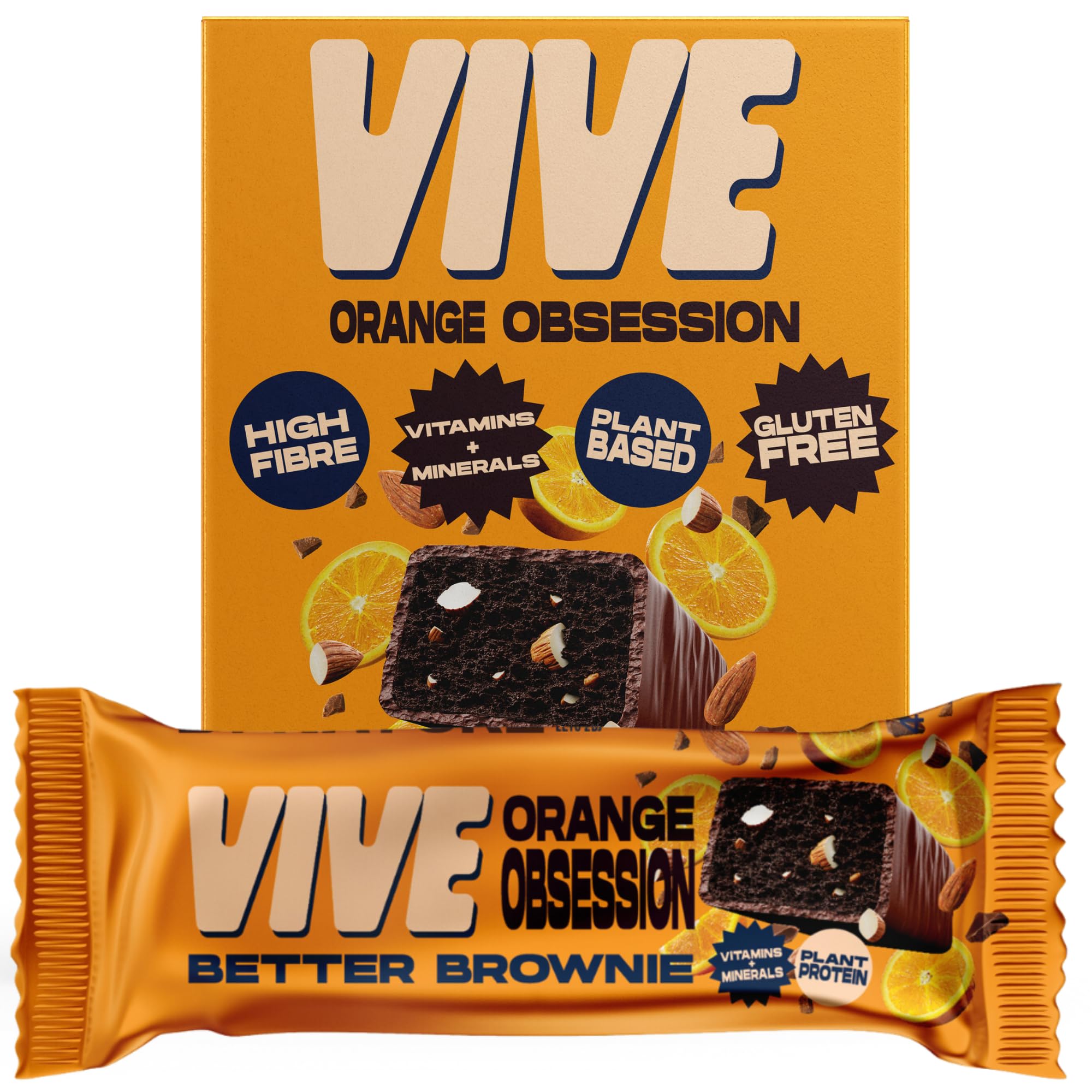 Sponsored Ad – Better Brownie Chocolate Orange with Immunity Vitamins - Low Calorie Vegan Treat - Healthy Protein Snack - Pack of 15