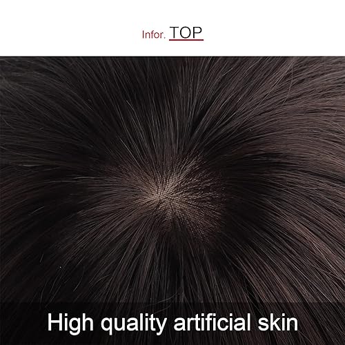 Miniatura 3 de Peluca corta casual con flequillo para mujeres jóvenes asiáticas (mezcla de cabello humano + base médica, N2 negro natural)