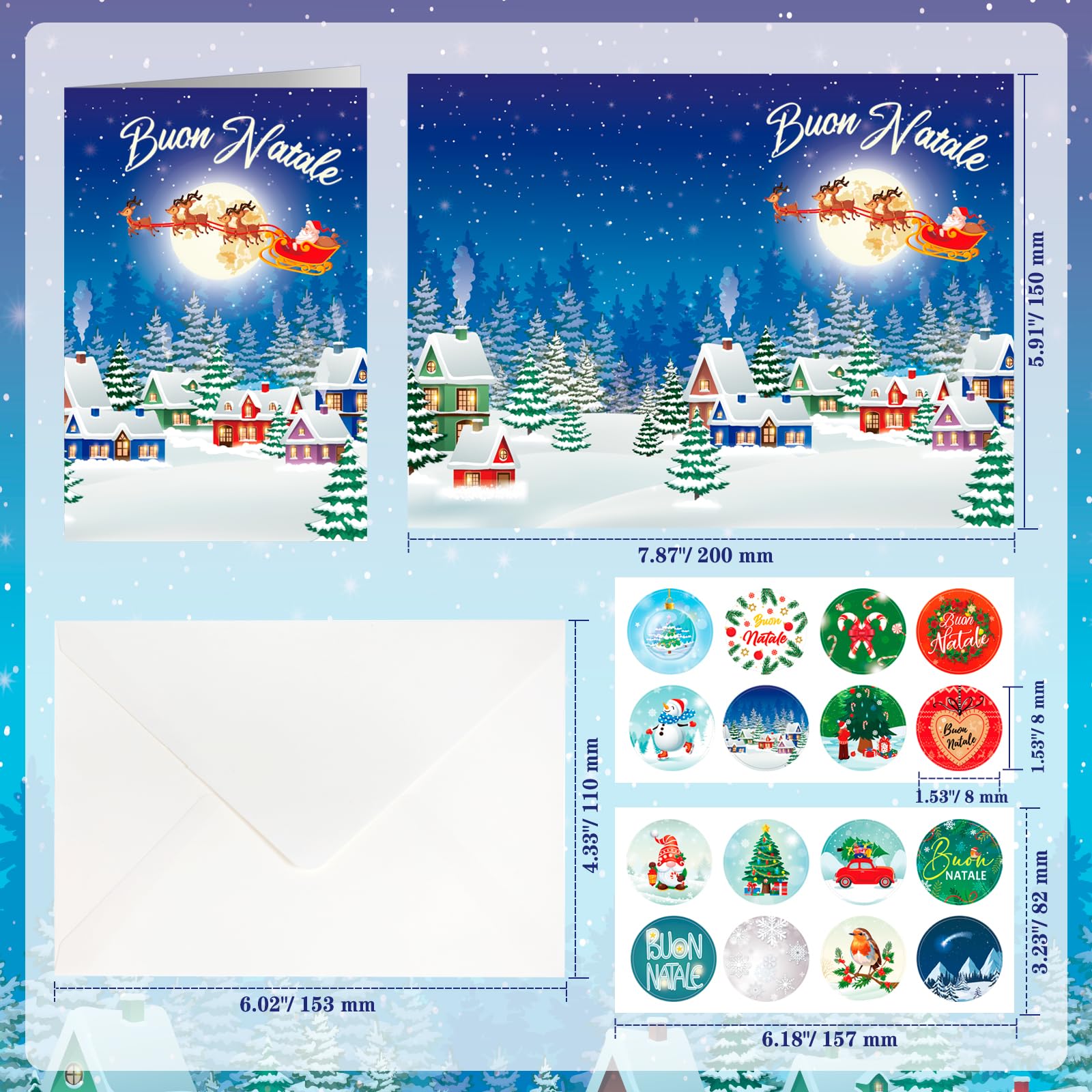 Cartoline Di Natale Con Buste Kraft: Set Da 16 Biglietti 15x10 Cm In Cartone Ispessito, Design Natalizio Con Elementi Festivi, Perfetti Per Auguri A Famiglia E Colleghi! - 6