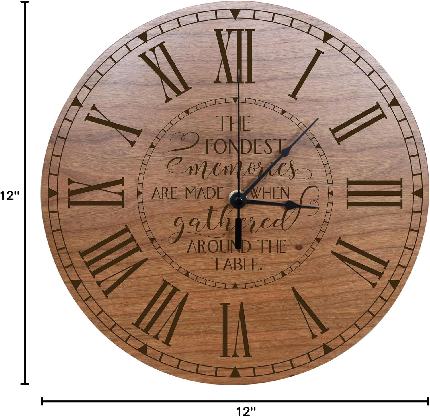 LifeSong Milestones Personalized Everyday Family Wall or Desktop Clock for Living Room, Bedroom, Kitchen, Office, New Home, Couples Gift 12 Inch Diameter - The Fondest (Brown)