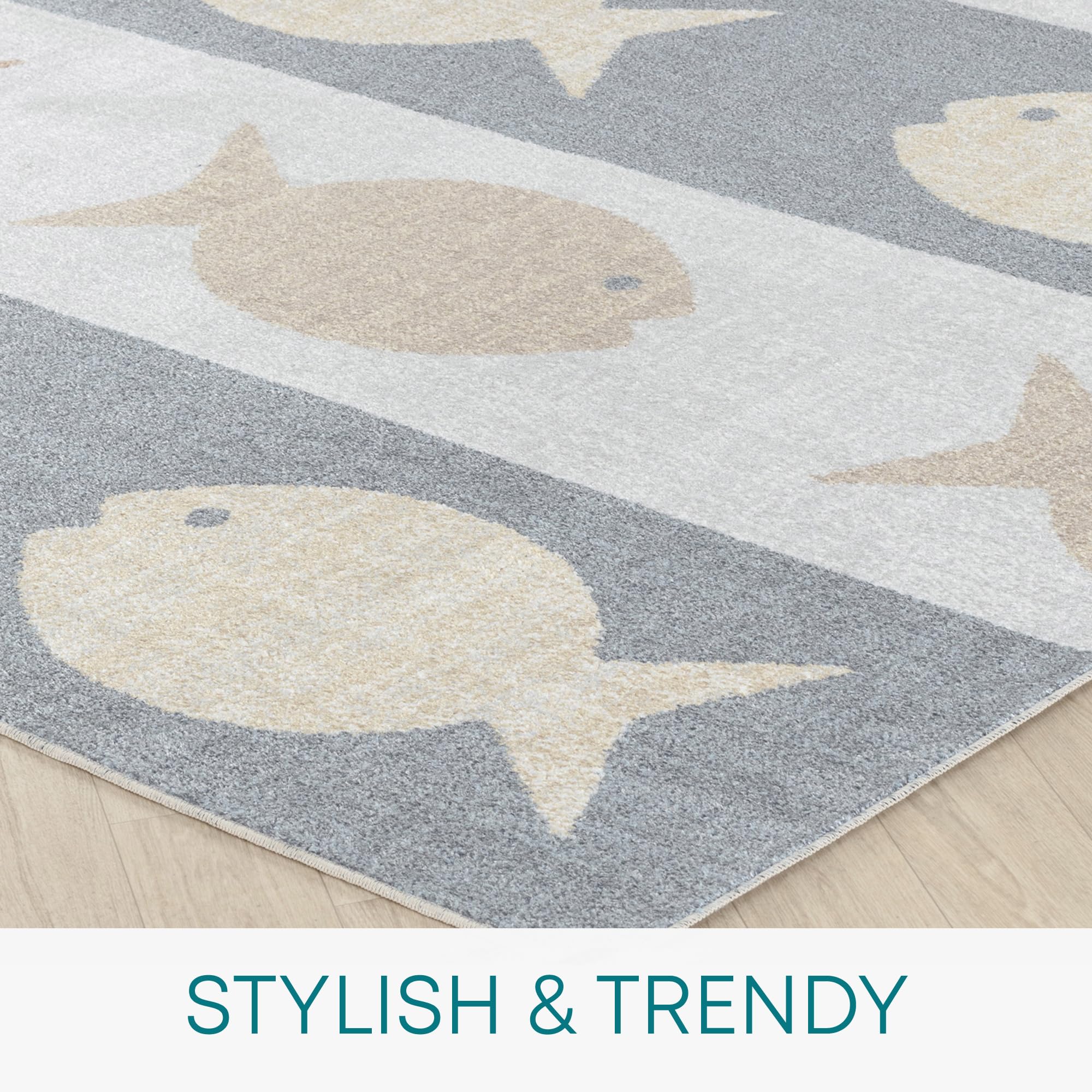 Livabliss Fish Washable Kids, Childrens for Bedroom 80x150 cm, Machine Washable Animal for Girls & Boys Bedroom - Image 2
