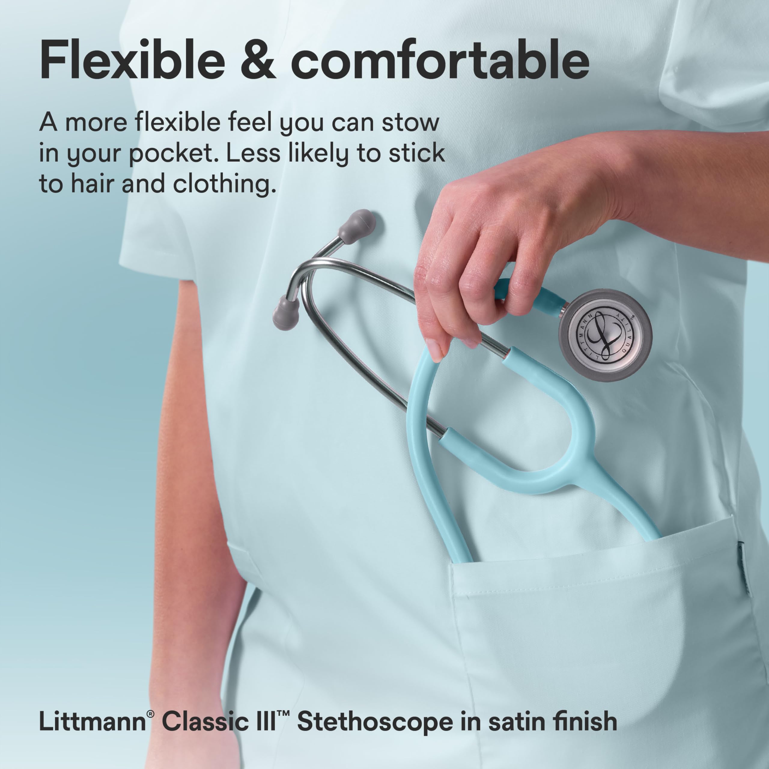 3M Littmann Fonendoscopio para monitorización Classic III, campana de acabado en acero inoxidable, tubo azul marino, 5912C