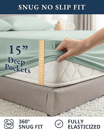 Vista 7 de LANE LINEN 100% Organic Cotton Twin Bed Sheet Set, Soft & Comfy Low Pill Fade Resistant Machine Wash Reinforsed French Seam Sustainably Produced Eco