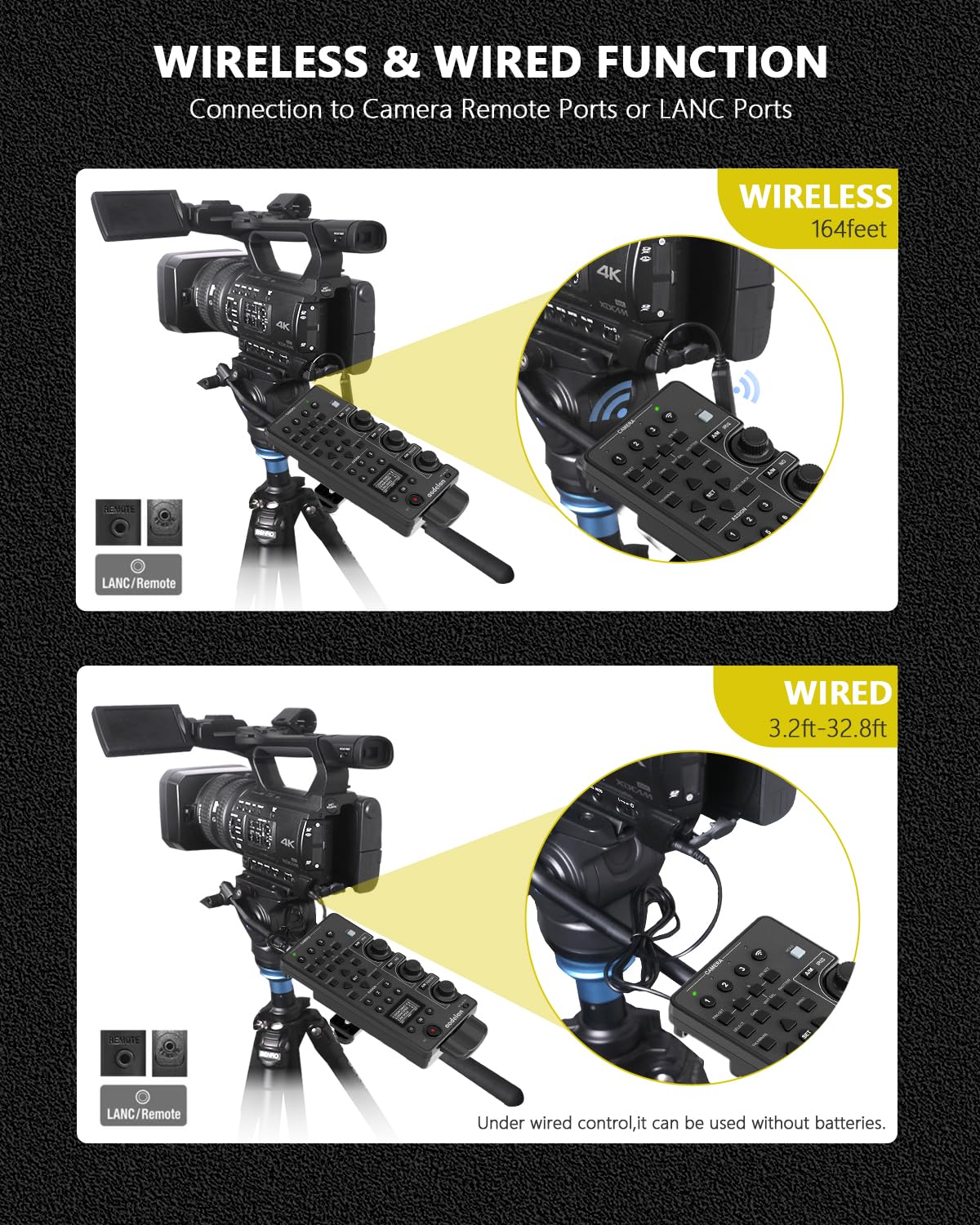 Télécommande sans fil et filaire avec IRIS Focus Zoom ND Balance des blancs pour Sony ILME-FX6, PXW-FX9, PXWZ280V/Z280T, PXWZ190V/Z190T ; remplace Sony RM-30BP