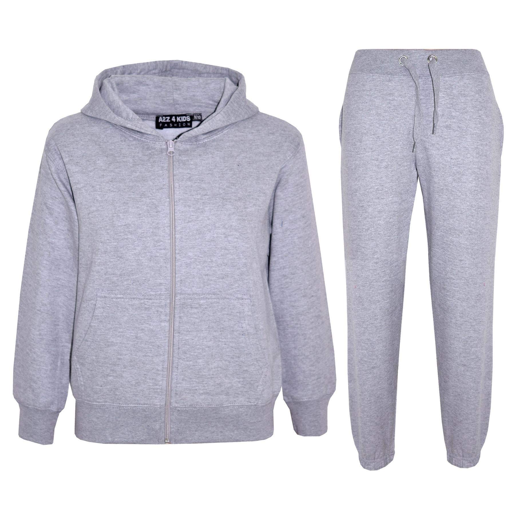 A2z 4 Kids Boys Grey Girls Tracksuit Set Plain & Camouflage Fleece - Plain Tracksuit 3-4
