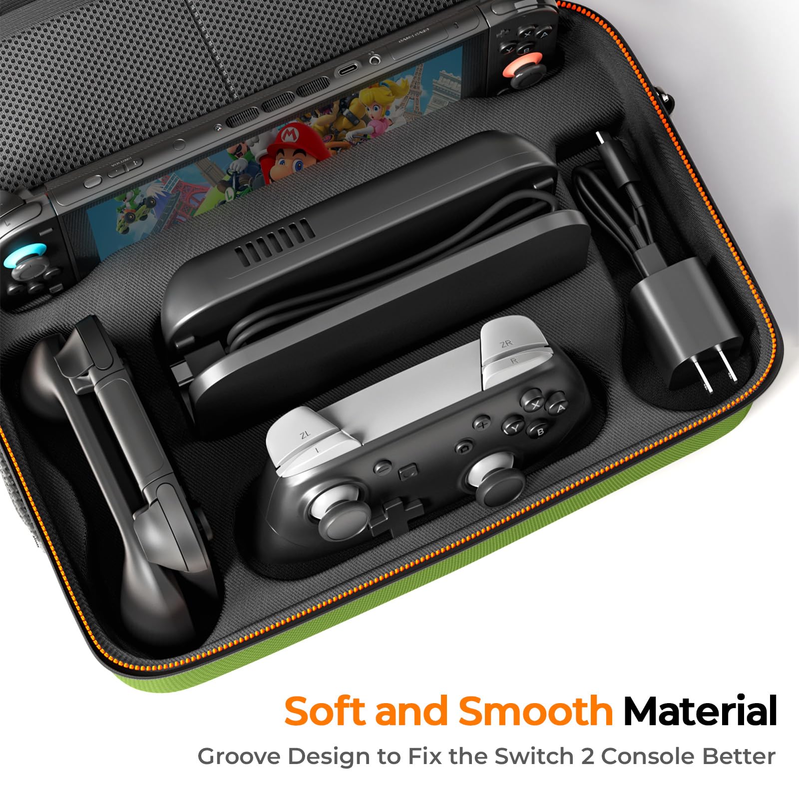ZOZOVR Etui do przenoszenia Switch 2 2025, z 4 szt. uchwytów na kciuki, 20 przegródek na karty do gier, przenośne, twarde, pełna ochrona, wszystko w jednym, etui do konsoli Nintendo Switch 2 Pro
