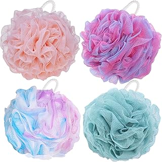75g/pcs Bath Puffs, Large Body Exfoliating Loofah Shower Sponges for Men and Women Showering - Set of 4