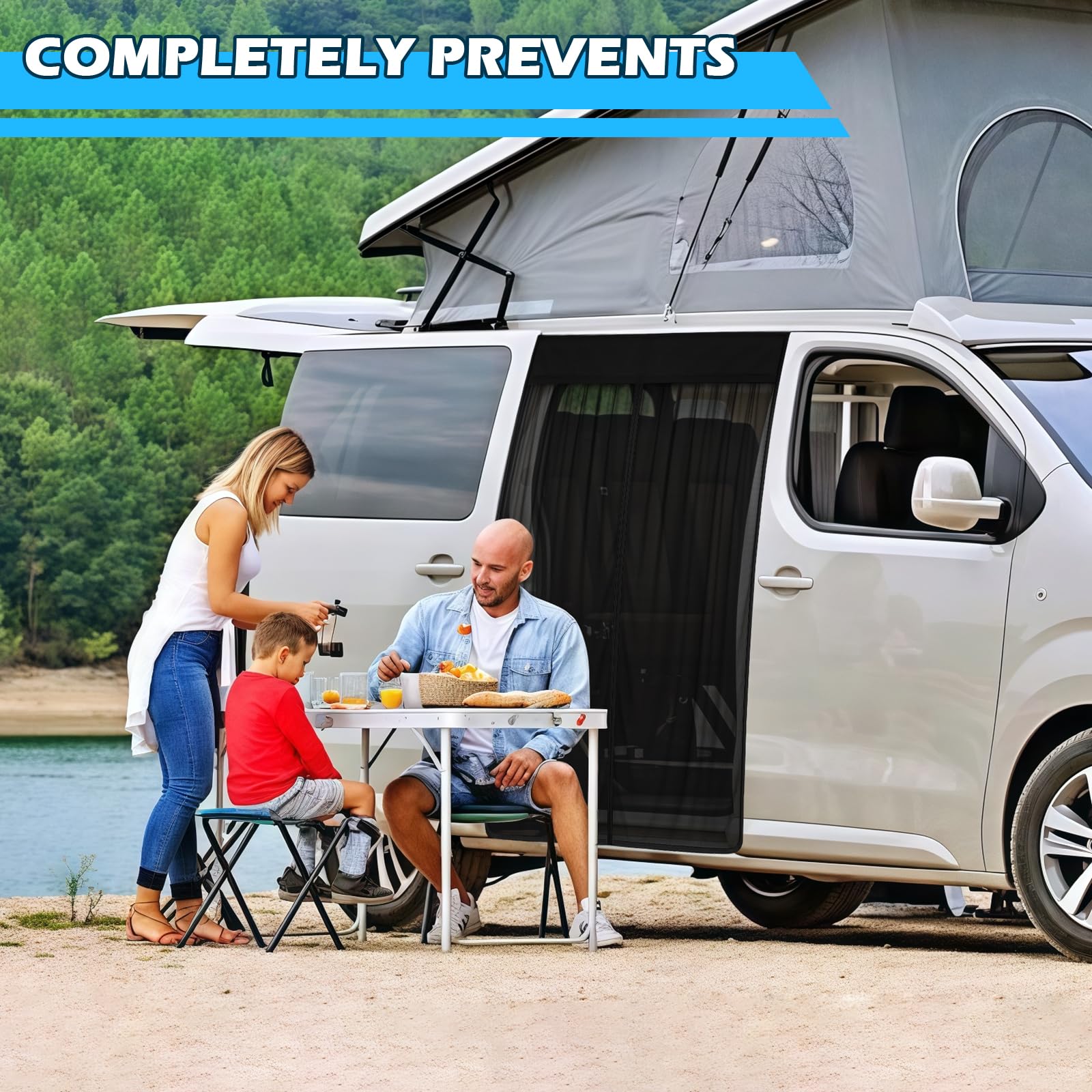 Zanzariera Auto Sostituzione per Citroen Berlingo/Partner III/Rifter 2018-2025 (Standard Roof), Zanzariera Porta Laterale dell'auto, Rete per Insetti Magnetica a Strato Singolo