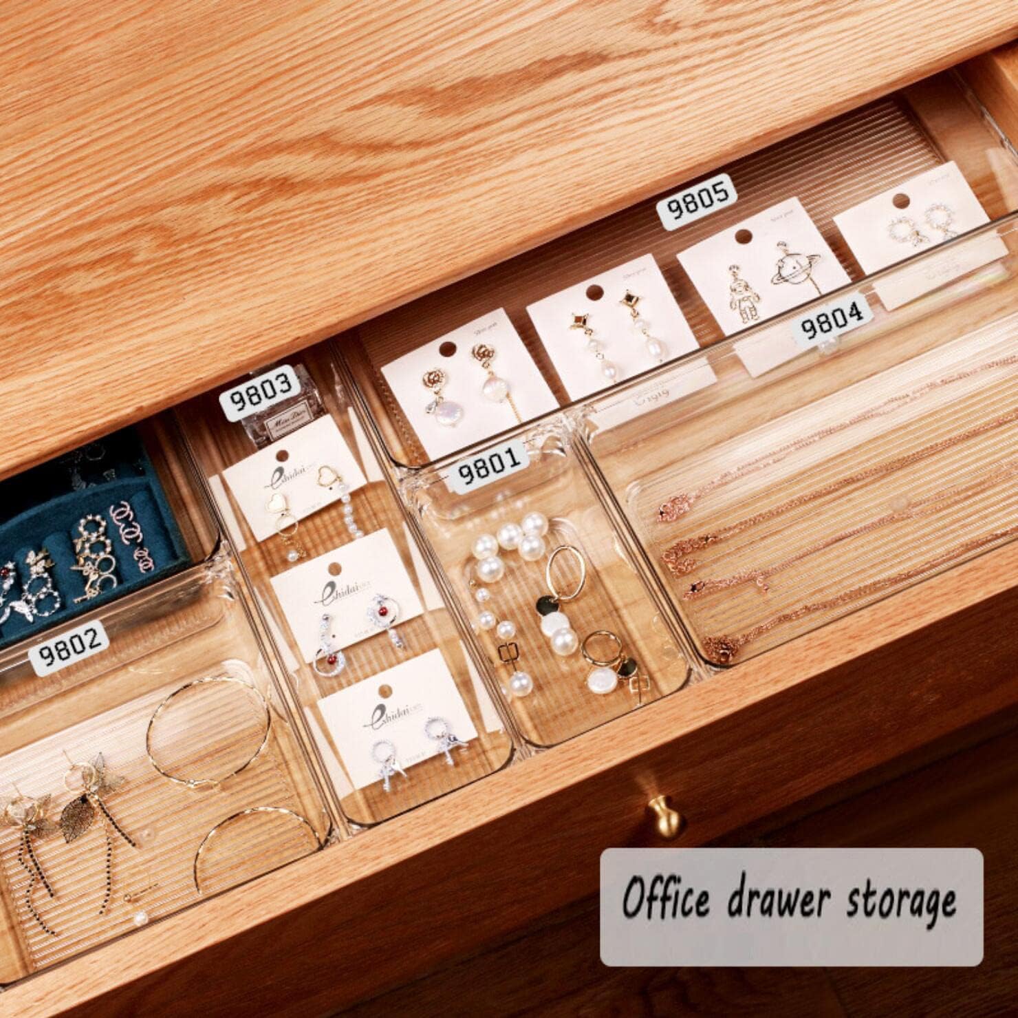 16 Stücke Schubladen Ordnungssystem, Organizer Ordnungssystem mit 5 Schublade Größen, Antirutsch Transparent Divider Make-up Organizer für Küche Badezimmer Kosmetik (Transparent)