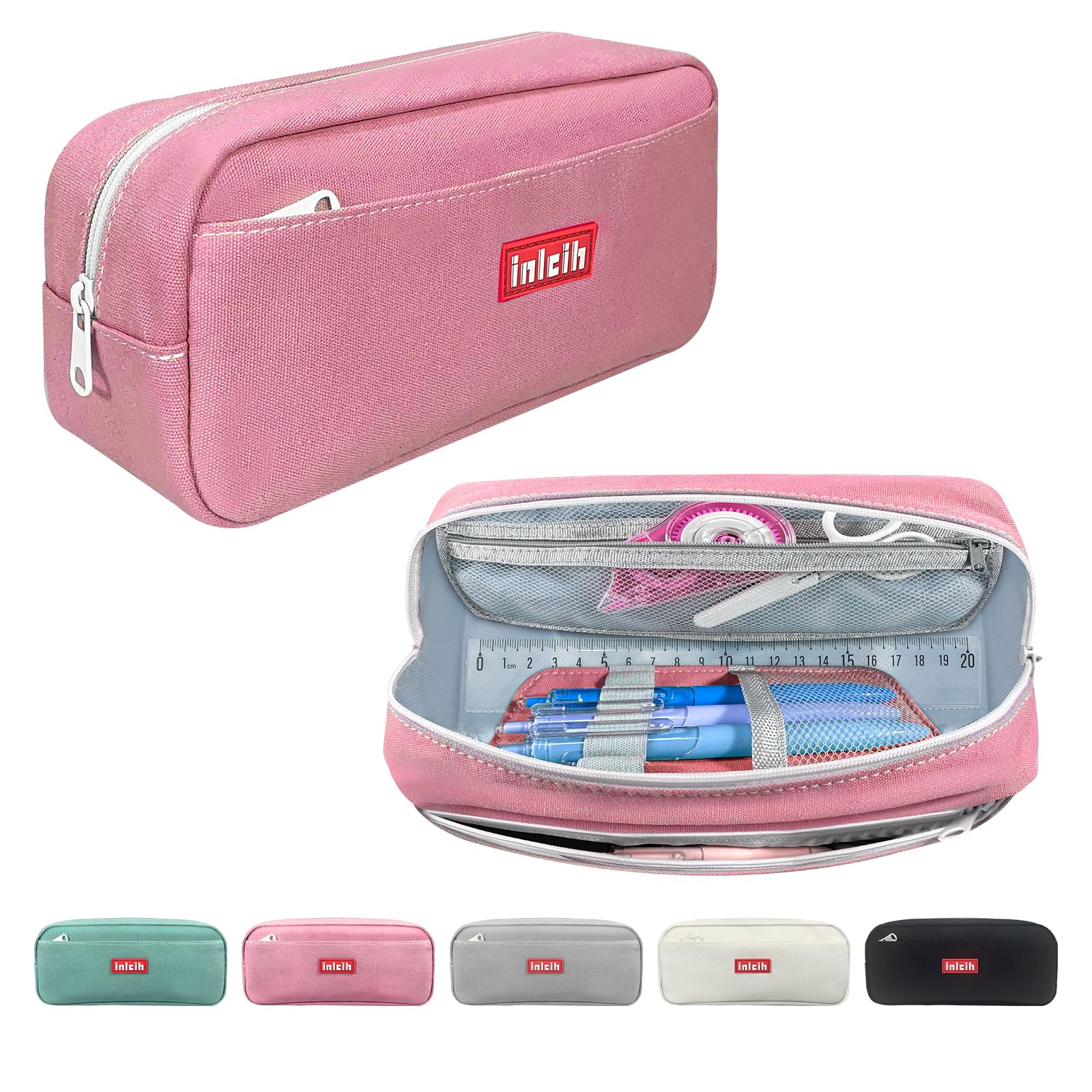 inlcih Pencil Case Large Capacity pencil pouch cute pencil case stationery supplies pencil bags School Supplies for Student Teen Girs Boys (pink)