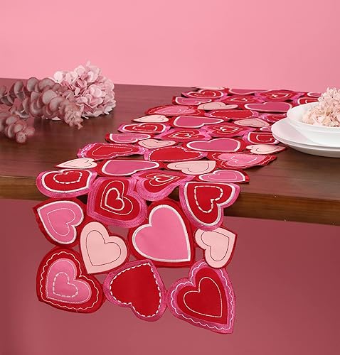 Miniatura 9 de GRANDDECO Juego de 2 manteles individuales para el día de San Valentín, 12 x 18 pulgadas, línea de mesa de corazón rojo dulce para el día más dulce,