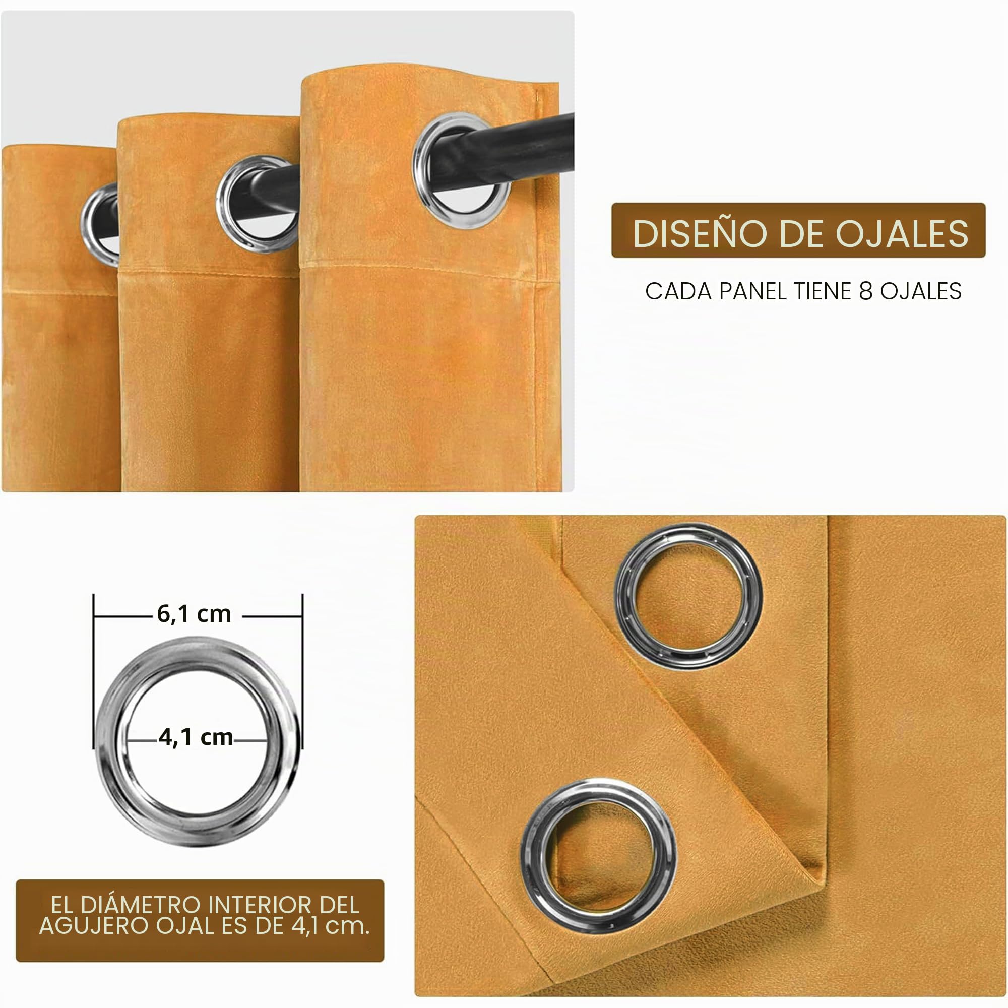 DWCN Cortinas De Salón De Amarillo Mostaza De Terciopelo, Juego De 2, H280 X 140 cm, Cortinas De Terciopelo Suave con Lazos para Cortinas, Cortinas Pesadas Opacas con Ojales para Protección contra El