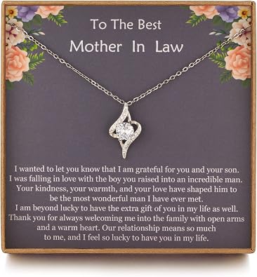 NOURISHLOV Mother in Law Gifts from Daughter in Law, Sterling Silver CZ Necklace for Mother In Law, Mom Gifts, Mothers Day Christmas Jewelry