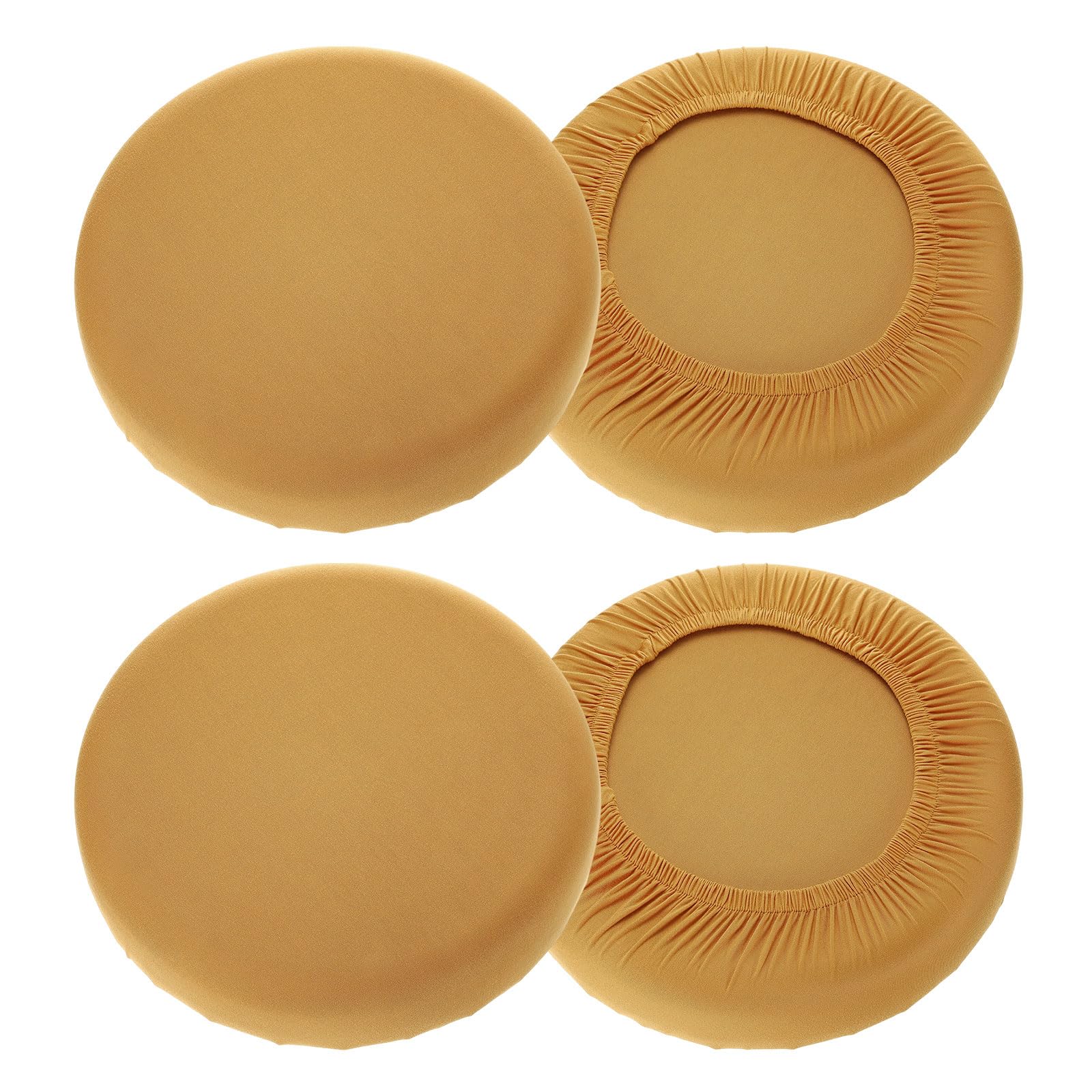 uxcell 4 Pack Stool Covers Round, 16-18 Inch Bar Stool Covers Washable Dustproof Slipcover Seat Cushion with Elastic for Bar Kitchen Living Room Decor, Camel