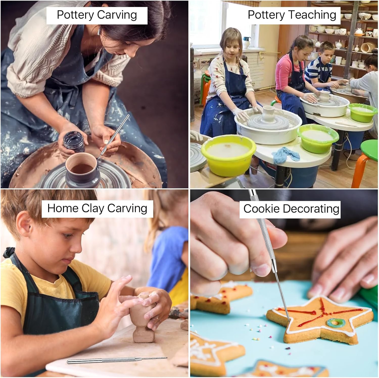 Lainballow 50 pcs Clay Needle Tools, Clay Modeling Tools, 6 in Ceramic Needle Detail Tools, Pottery Sculpture Needle Supplies for Clay Ceramic Pottery Sculpting Texturing Carving