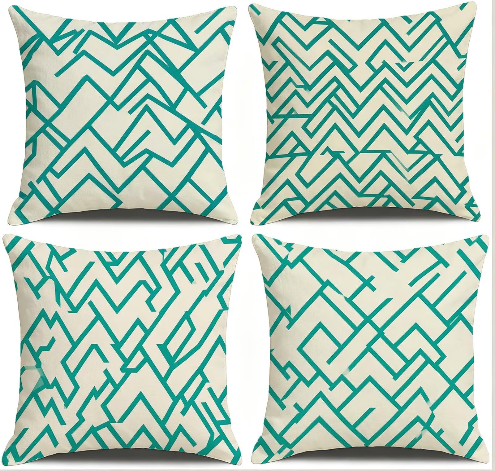 Blu Federe Cuscini Divano 60x60cm, Cuscini da Esterno Set de 4, Cod-166 | Lin Copricuscini Decorativi Letto Arredo, per Letto, Soggiorno, Giardino, Esterno, Casa Decorazione Set di 4 Linea