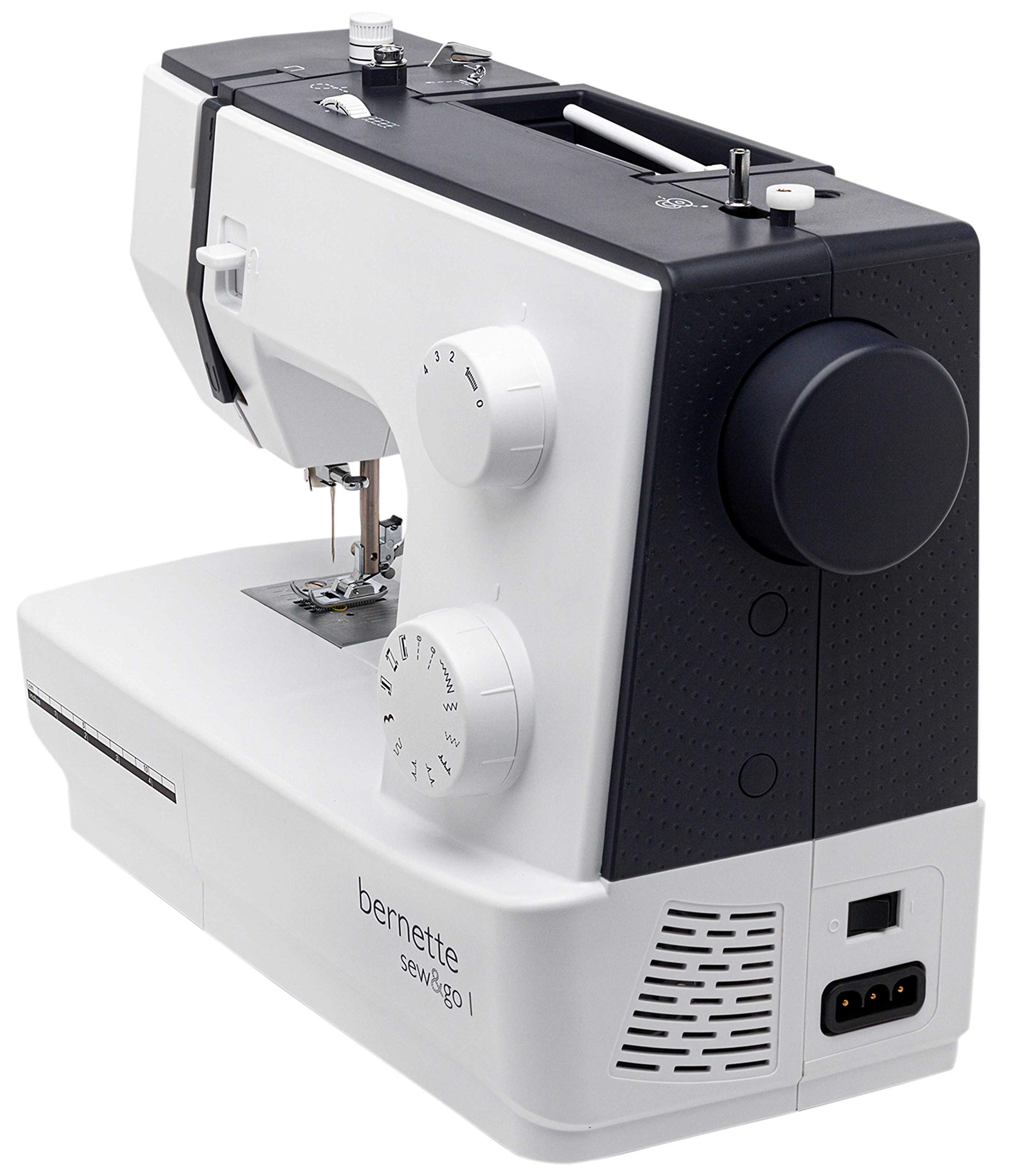 Bernette sew&go1 Electric Sewing Machine by BERNINA Switzerland | Automatic Zig-Zag | 10 Stitches & 30 Functions | 70W Motor | Metal Frame | Auto Needle Threader | With Accessory Kit | White & Black 2